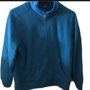 L.L. BEAN Turquoise Blue Faux Sherpa Lined Sweatshirt, Women’s Size L